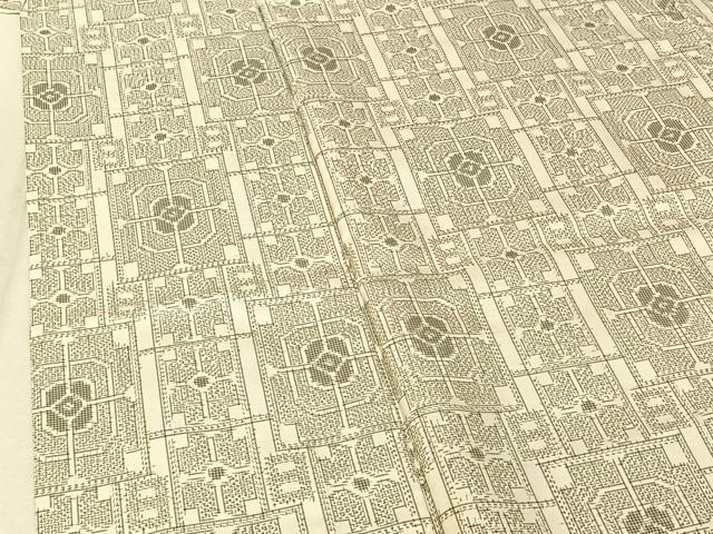 平和屋着物▽本場村山大島紬 単衣 幾何学文様 正絹 逸品 AABF7119jh