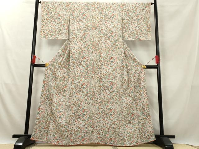 平和屋着物■上質な小紋 亀甲草花文 正絹 逸品 AABF7121tn