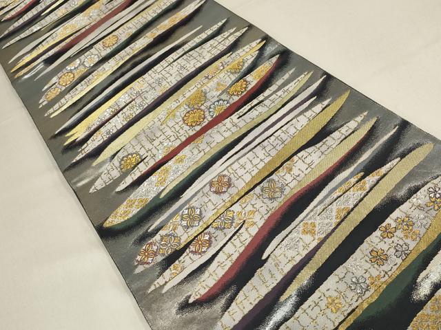 平和屋着物▼六通柄袋帯 麗幻霞彩並文 金銀糸 引箔 正絹 逸品 AABF7711wj