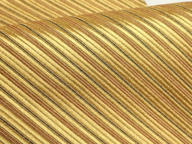 平和屋着物▼全通柄袋帯 斜縞 金糸 正絹 逸品 AABF7924wj