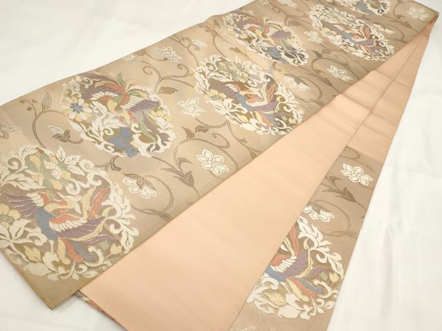 平和屋着物◎六通柄袋帯 鳳凰花唐草文 金銀糸 正絹 逸品 AABF8054wj