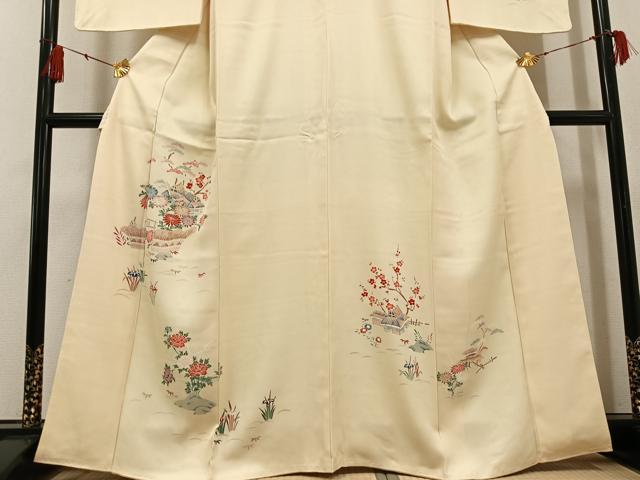 平和屋着物●訪問着 友禅 風景草花文 正絹 逸品 未使用 AABF8081ph
