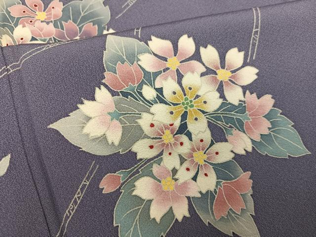 平和屋着物●本加賀友禅作家 向秀三 訪問着 枝花文 正絹 逸品 AABF8086ph