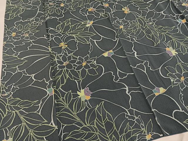 平和屋着物●上質な小紋 草花文 正絹 逸品 AABF8091ph