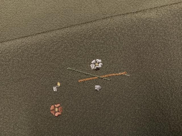平和屋着物●上質な小紋 刺繍 梅芝文 正絹 逸品 未使用 AABF8095ph