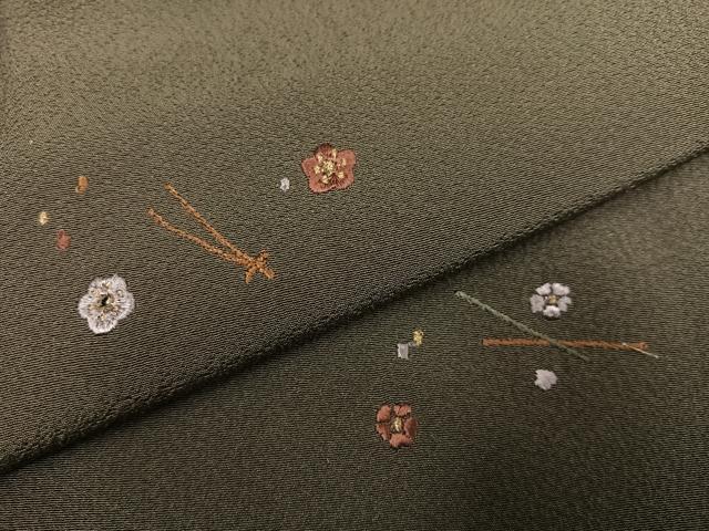 平和屋着物●上質な小紋 刺繍 梅芝文 正絹 逸品 未使用 AABF8095ph