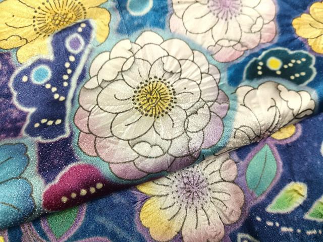 平和屋着物●豪華振袖 辻が花 絞り 暈し染め 金通し地 正絹 逸品 AABF8097ph