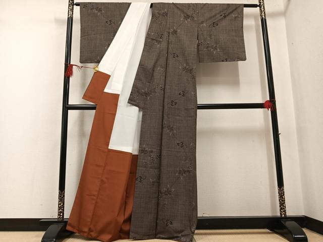 平和屋着物●本場大島紬 一元絣 枝花文 正絹 逸品 AABF8110ph