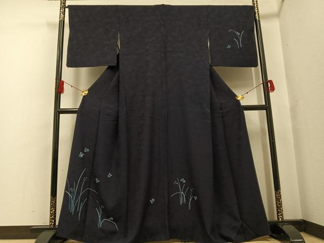 平和屋着物●藍造り国選定無形文化財 藍師・佐藤昭人 訪問着 手描き 天然藍染 蛍 正絹 逸品 AABF8115ph