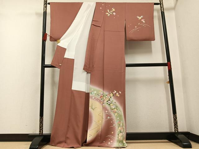 平和屋着物●訪問着 友禅 草花文 暈し染め 金彩 さが美扱い 正絹 逸品 AABF8126ph