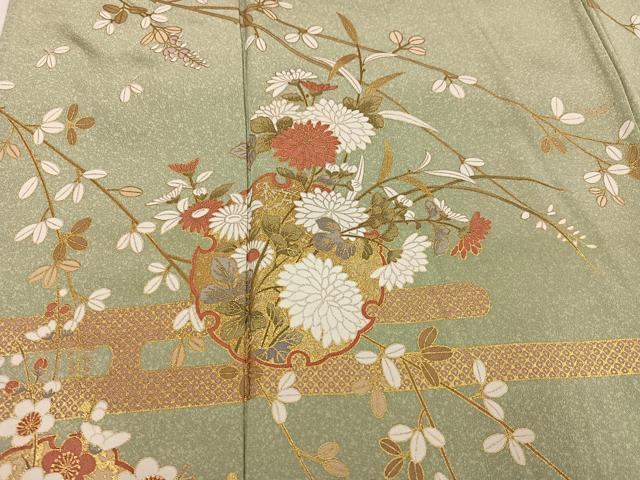 平和屋着物●訪問着 雪輪枝花文 暈し染め 金彩 正絹 逸品 AABF8133ph
