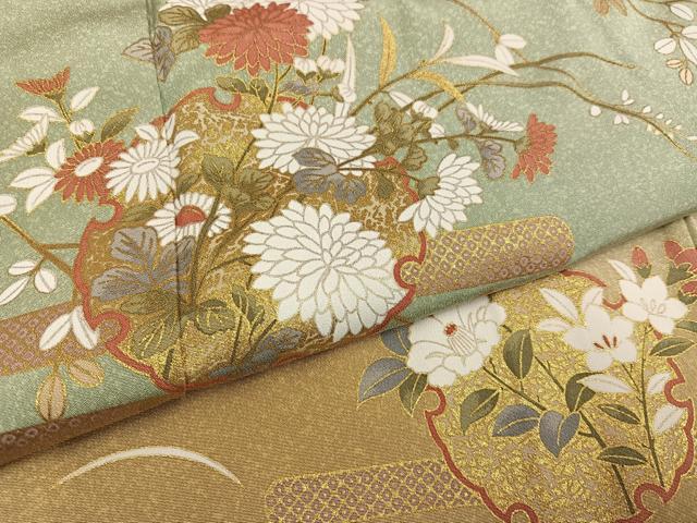 平和屋着物●訪問着 雪輪枝花文 暈し染め 金彩 正絹 逸品 AABF8133ph