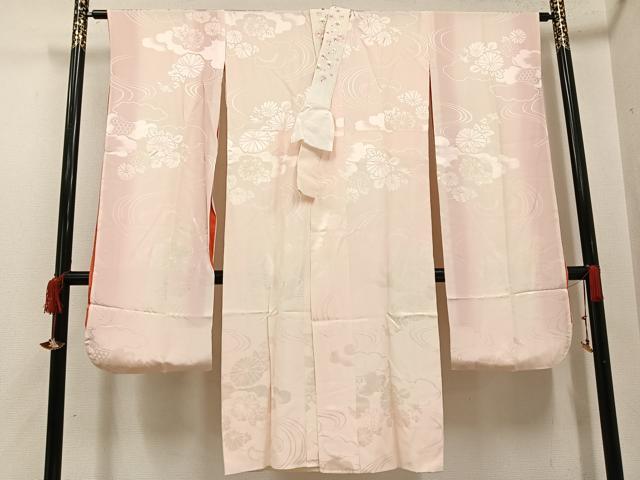 平和屋着物●振袖用長襦袢 袷 花地紋 暈し染め 半衿刺繍 正絹 逸品 AABF8136ph