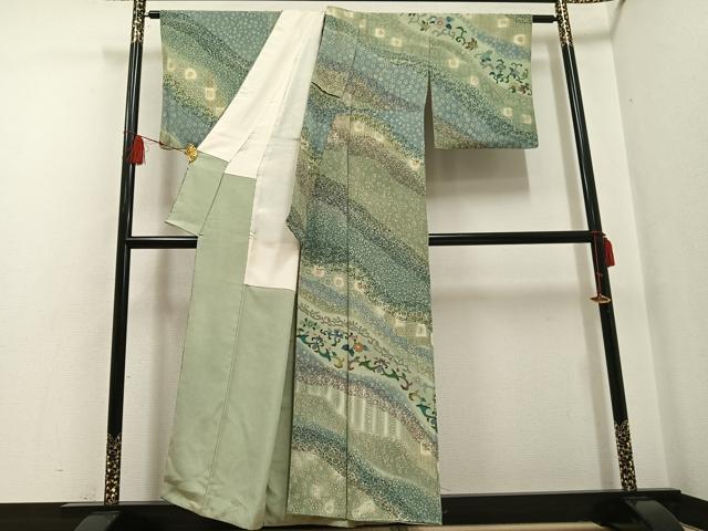 平和屋着物●訪問着 花唐草文 暈し染め 正絹 逸品 AABF8138ph