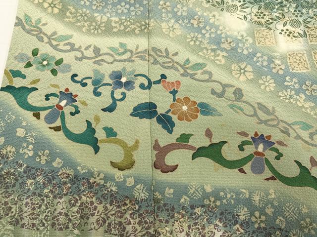 平和屋着物●訪問着 花唐草文 暈し染め 正絹 逸品 AABF8138ph
