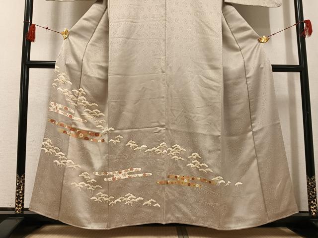 平和屋着物●訪問着 友禅 駒刺繍 エ霞草花文 金彩 正絹 逸品 AABF8145ph