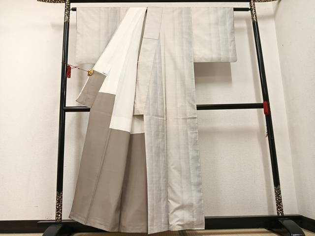 平和屋着物●本場大島紬 白大島 カタス9マルキ 間道 正絹 逸品 AABF8156ph