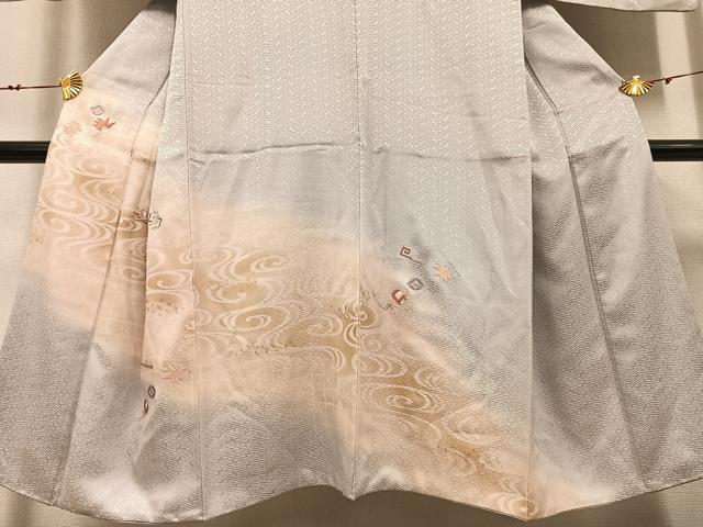 平和屋着物●男性 訪問着 刺繍 宝尽くし 暈し染め 金銀彩 正絹 逸品 AABF8158ph
