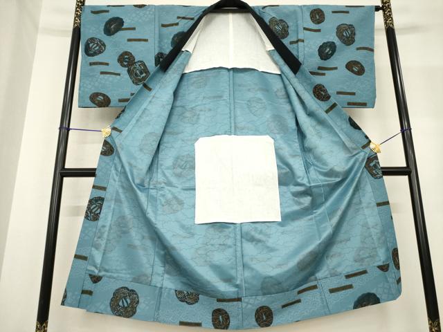 平和屋着物●男性 本場大島紬 アンサンブル 長襦袢(無双仕立て)セット 100亀甲 総詰め 正絹 逸品 AABF8168ck