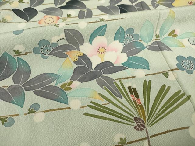 平和屋着物●訪問着 友禅 作家物 枝花文 正絹 逸品 AABF8173ck