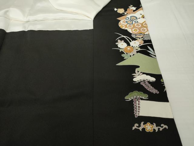 平和屋着物●創業460年・千總 黒留袖 駒刺繍 雲取り吉祥宝尽くし 桐 金彩 高島屋扱い 正絹 逸品 AABF8180ck