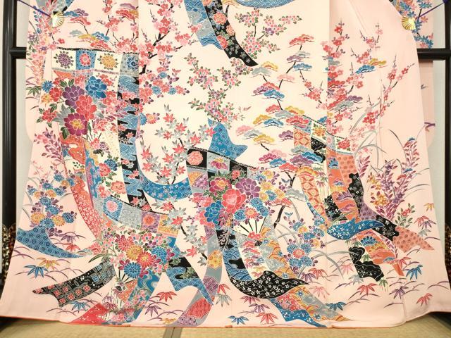 平和屋着物●豪華振袖 友禅 几帳花文 正絹 逸品 AABF8209ck