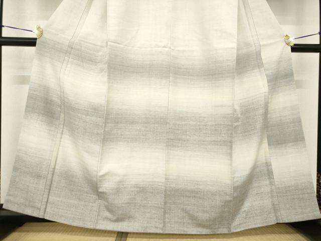 平和屋着物●紬 訪問着 横段霞文 正絹 逸品 AABF8211ck
