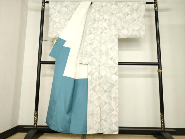 平和屋着物●本場大島紬 白大島 カタス7マルキ 割付き文 正絹 逸品 AABF8212ck