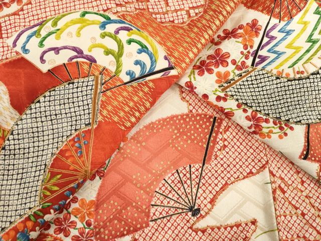 平和屋着物●豪華振袖 扇面花文 金彩 三越扱い 正絹 逸品 AABF8214ck