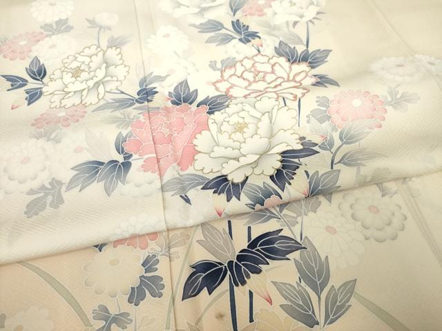 平和屋着物●訪問着 友禅 草花文 暈し染め 金彩 正絹 逸品 AABF8216ck