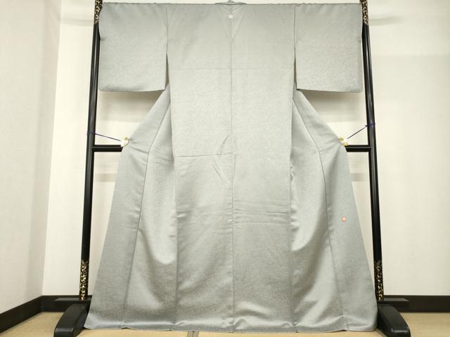 平和屋着物●久保田一竹 幻の辻が花 色無地 素鼠色 ロング丈 金通し地 正絹 逸品 AABF8220ck