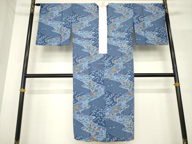 平和屋着物●長襦袢 無双仕立て 流水花文 正絹 逸品 AABF8238ck