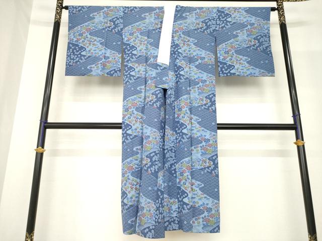 平和屋着物●長襦袢 無双仕立て 流水花文 正絹 逸品 AABF8238ck