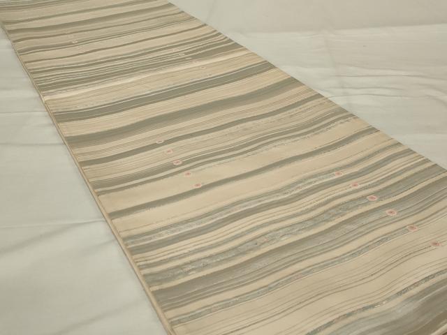 平和屋着物◎六通柄袋帯 駒刺繍 錦織波筬彩象文 正絹 逸品 AABF8242ou
