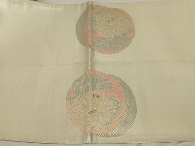 平和屋着物◎太鼓柄袋帯 唐織 花丸文 銀糸 正絹 逸品 AABF8253ou