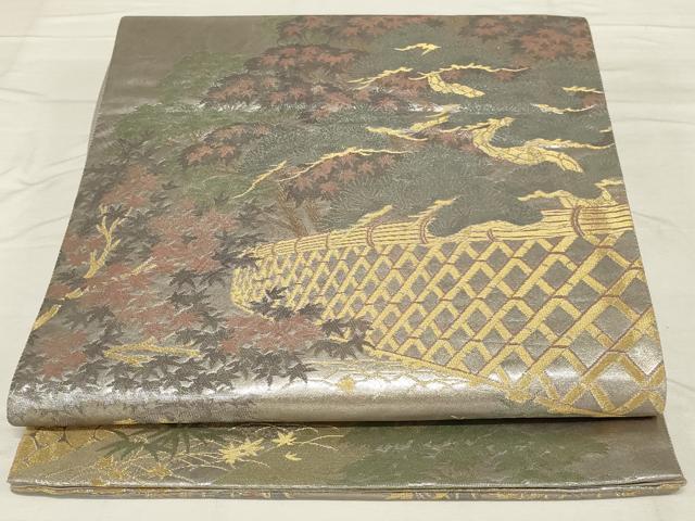 平和屋着物◎六通柄袋帯 光悦 風景文 引箔 正絹 逸品 AABF8255ou