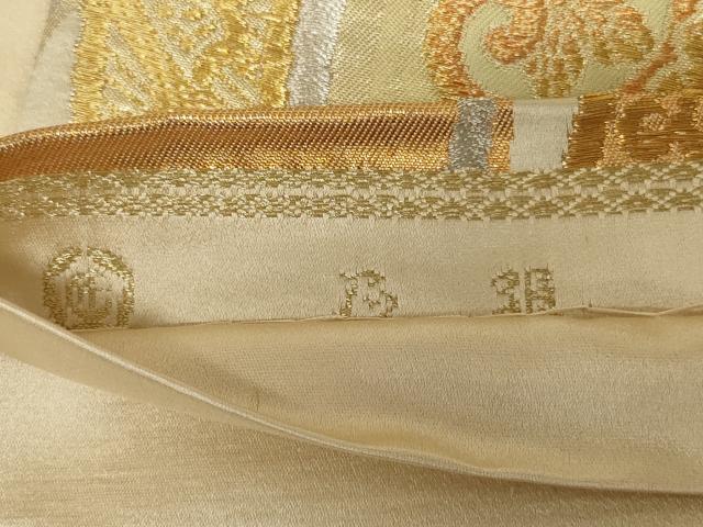 平和屋着物◎六通柄袋帯 花絵皿文 金銀糸 正絹 逸品 AABF8265ou