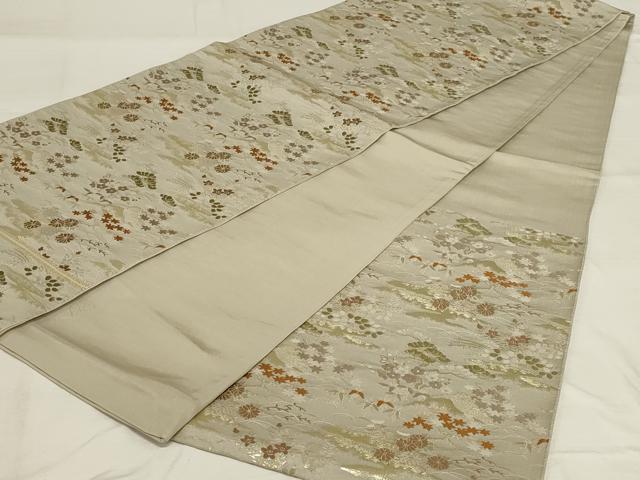 平和屋着物◎六通柄袋帯 草花文 金糸 正絹 逸品 AABF8269ou