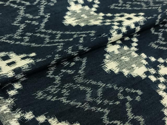 平和屋着物▽上質な紬 単衣 幾何学文様 正絹 逸品 AABF8286jh