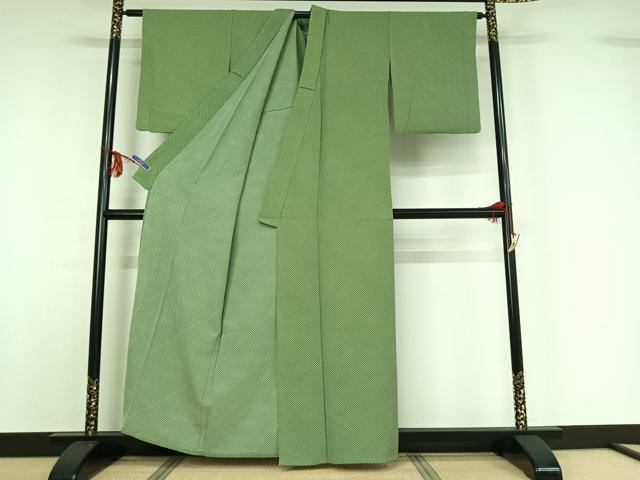 平和屋着物▽お召 単衣 鹿の子文様 正絹 逸品 AABF8287jh