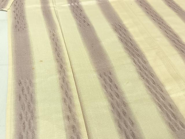 平和屋着物▽十日町 名門青柳謹製 櫛引織 紬 単衣 縞 正絹 逸品 AABF8288jh