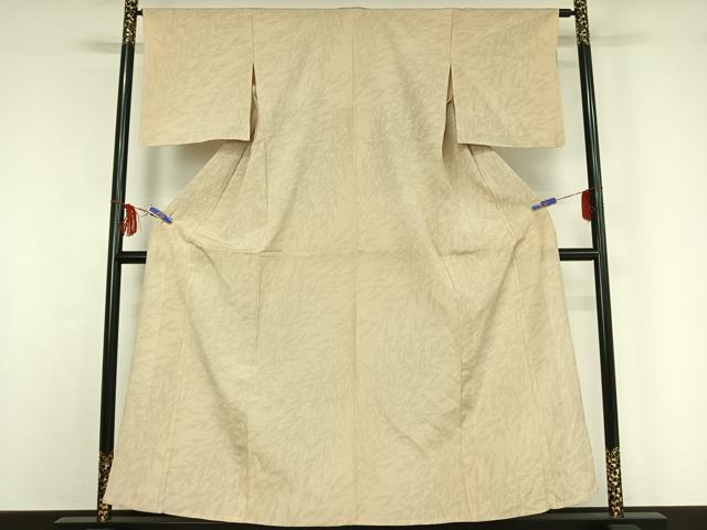 平和屋着物▽本塩沢 単衣 草葉文 正絹 逸品 AABF8292jh