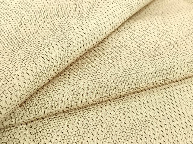 平和屋着物▽本塩沢 単衣 草葉文 正絹 逸品 AABF8292jh
