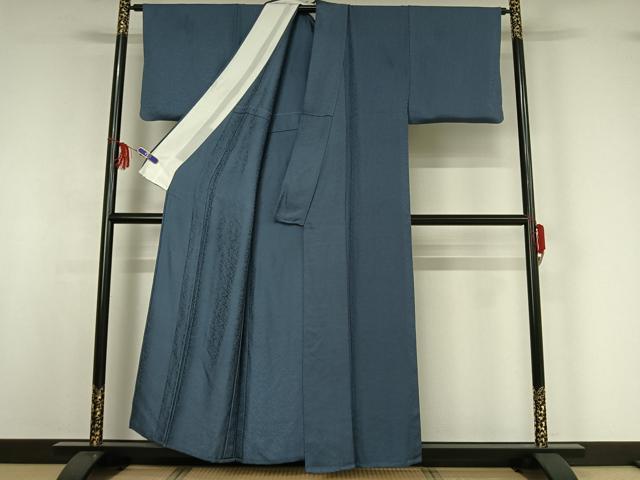 平和屋着物▽上質な色無地 単衣 草花地紋 薄縹色 正絹 逸品 AABF8297jh