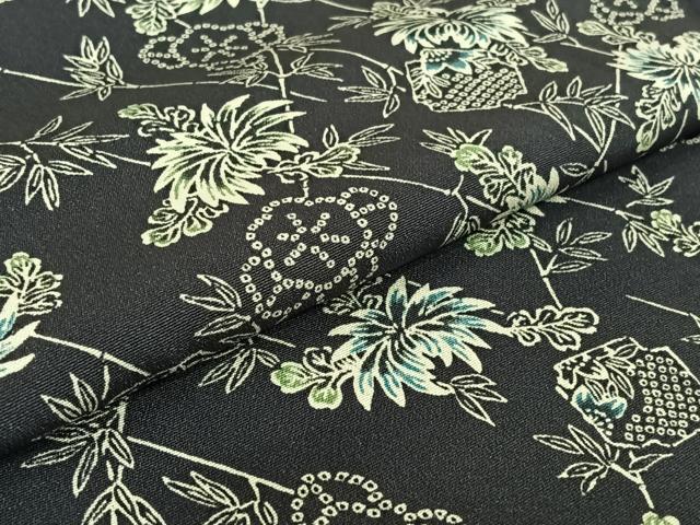 平和屋着物▽上質な小紋 単衣 笹竹花文 正絹 逸品 AABF8298jh