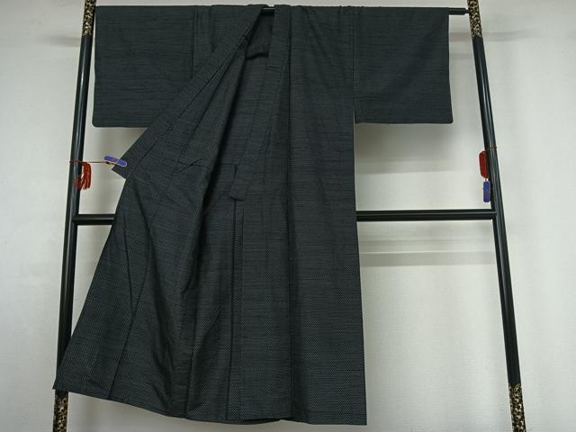 平和屋着物▽男性 紬 単衣 蚊絣 正絹 逸品 AABF8300jh