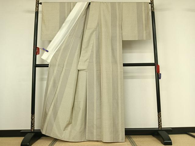 平和屋着物▽東郷織物謹製 本場大島紬 単衣 間道 正絹 逸品 AABJ5792ck