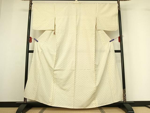 平和屋着物▽上質な紬 単衣 十字絣 正絹 逸品 AABF8314jh