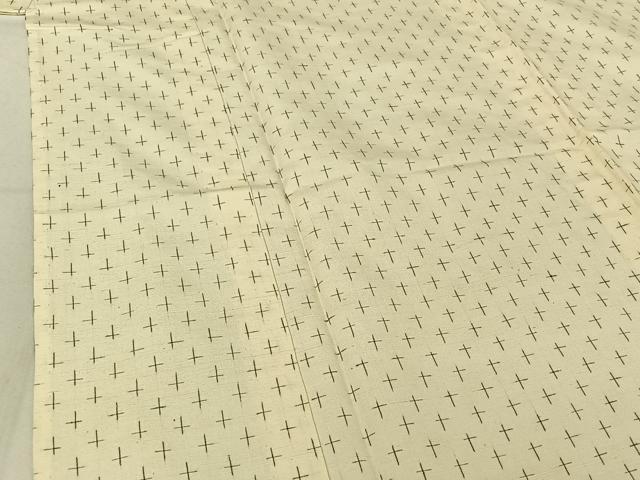 平和屋着物▽上質な紬 単衣 十字絣 正絹 逸品 AABF8314jh