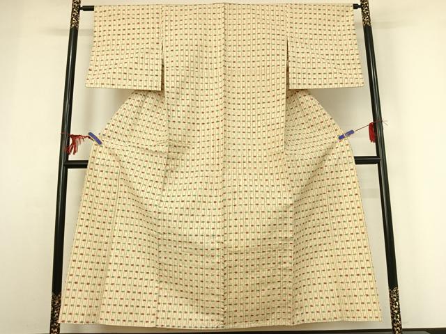 平和屋着物▽上質な紬 単衣 縞 正絹 逸品 AABF8315jh